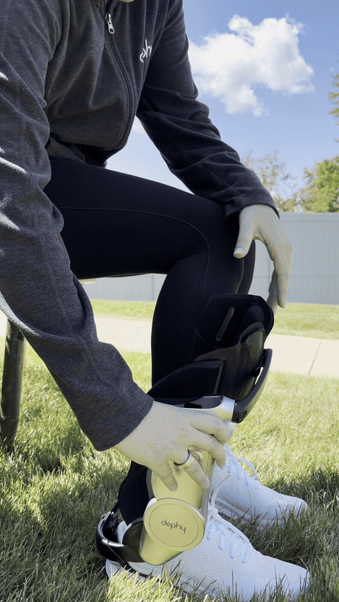 Secure the strap snugly around your calf, on each side.