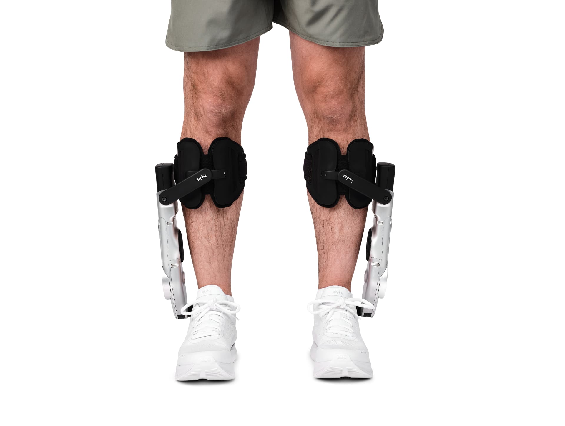 Rear view of the Sidekick worn on both ankles